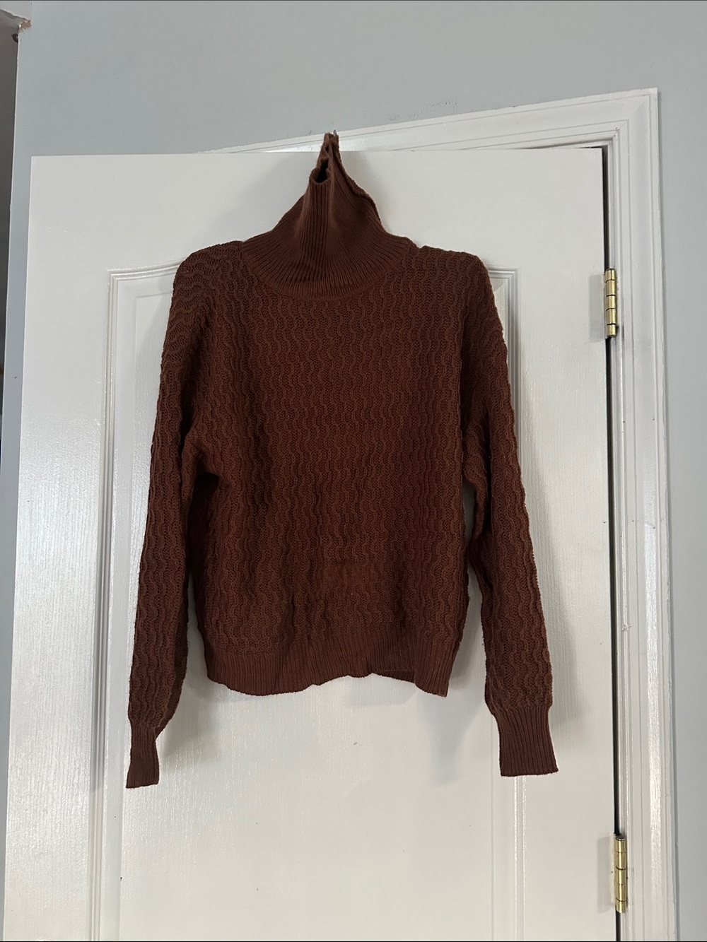 SHEIN Brown Cable Knit Turtleneck Sweater